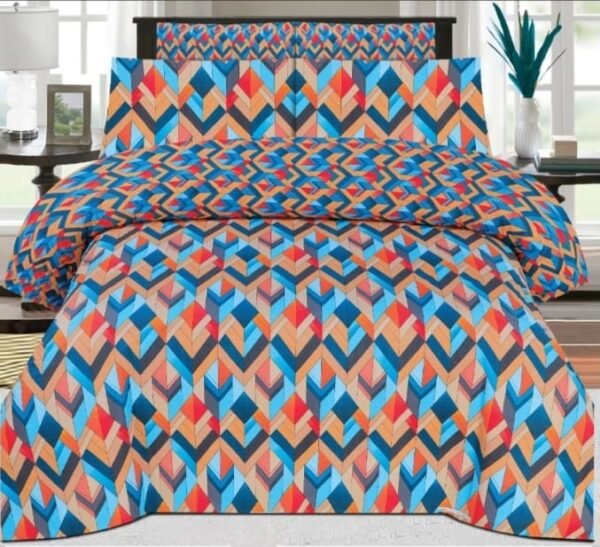 Cotton Printed Bed sheet Set with Zig Zag Print