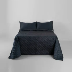 Quilted Bedspread Set – Navy Blue