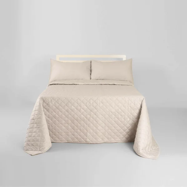 Quilted Bedspread Set – Soft Grey