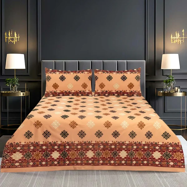 Cotton Sindhi Embroidery Bed Sheet Set Premium Embroidery