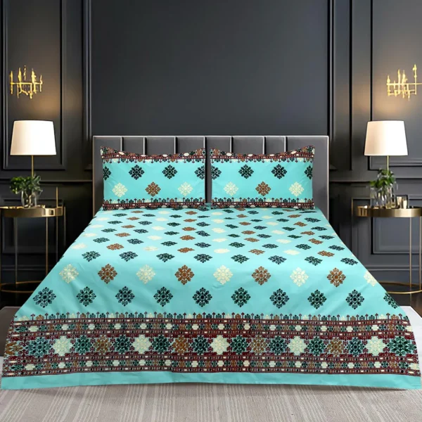 Artistry Sindhi Design Cotton Embroidered Bed Sheet Set