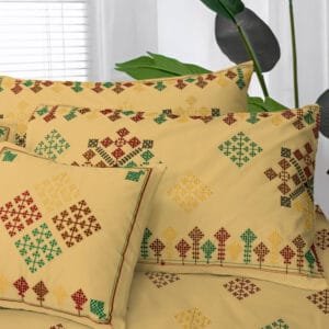 Sindhi Glitz Design Cotton Embroidered Bed Sheet Set Pillow Covers