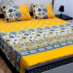 Cotton Satin Bed Sheets (Yellow)