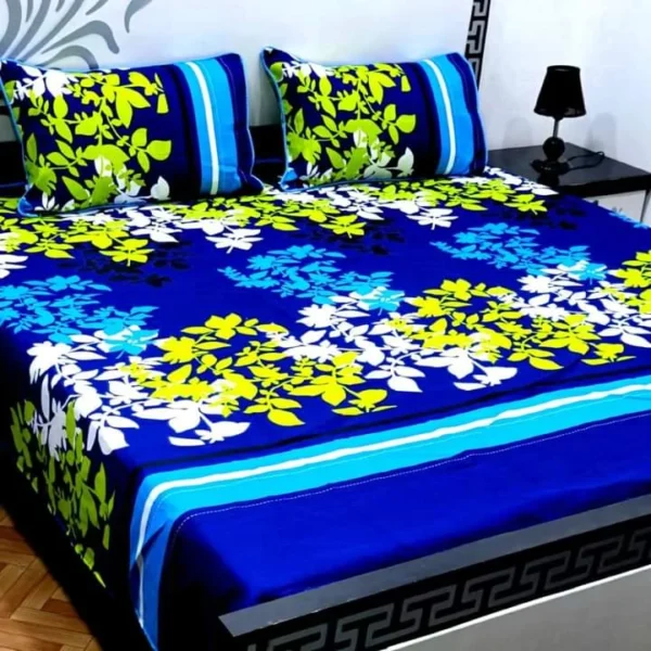 King Size Royal Blue Floral Bed Sheet