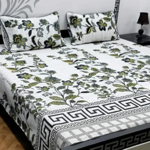 Grey Printed Bed sheet Design