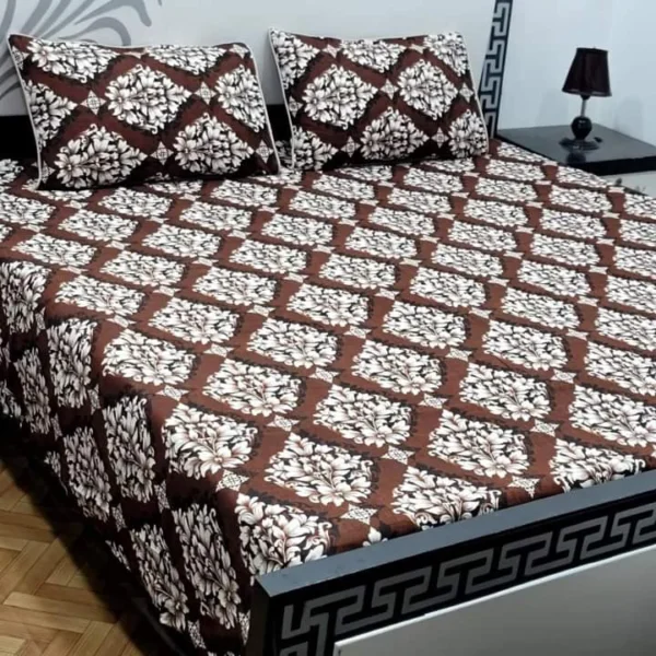 Brown Bunches Printed Bed sheet