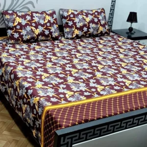 Maroon Printed Bed sheet