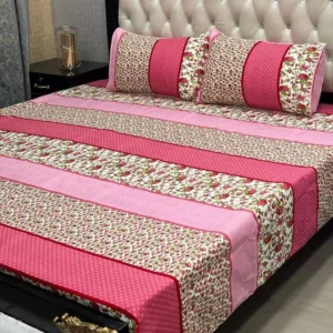 lining & Flowers Pink Printed Bed Sheet